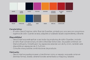 gamma di colori e caratteristiche dei vetri laccati