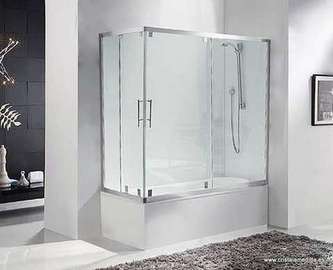 Paroi pour baignoire angulaire 2 fixes + 2 coulissantes